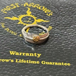 Authentic First Arrows K18 Feather Ring Size US 6 JP 16 Silver 18K Gold Plated