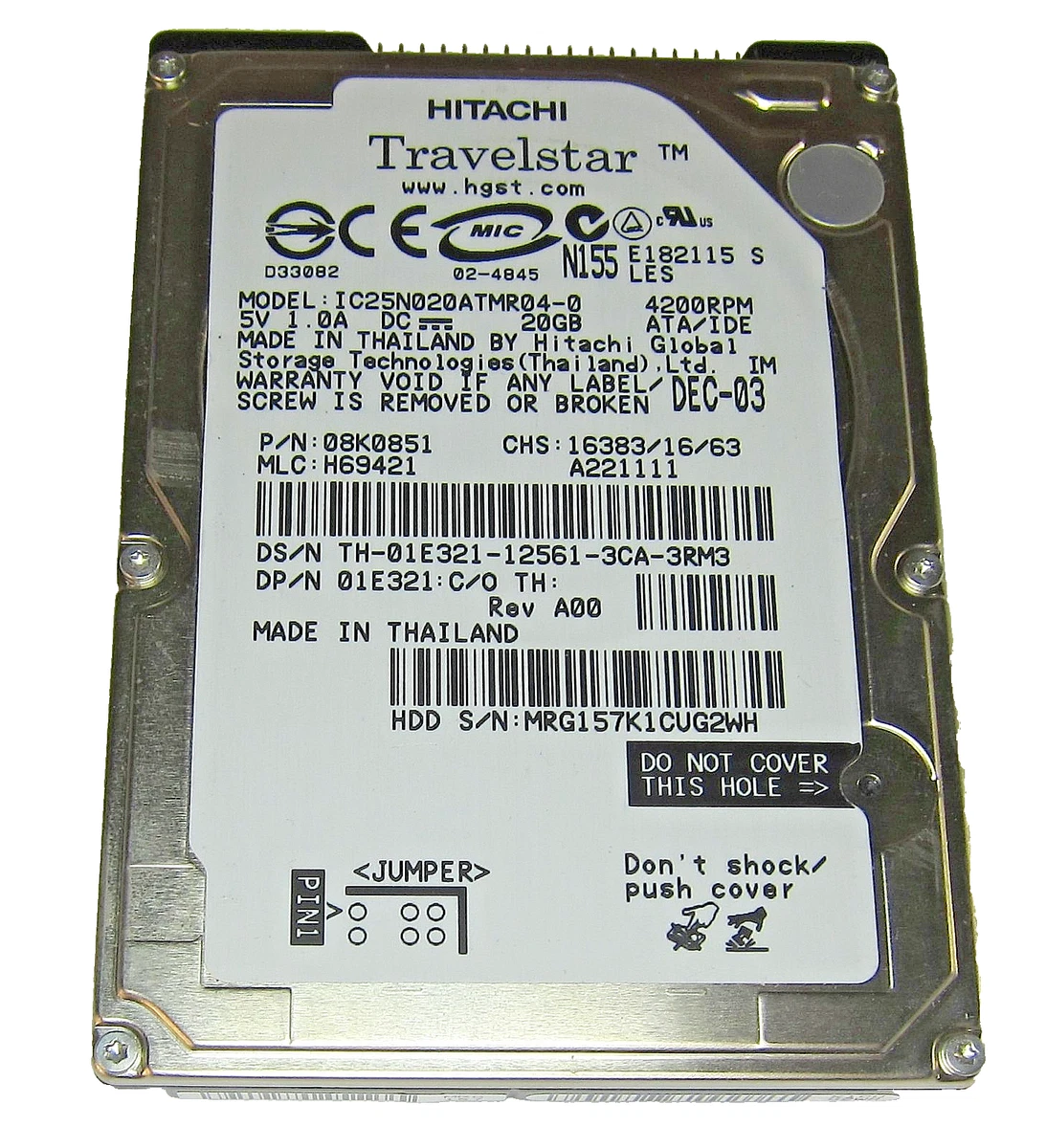 PCB Disque Dur IBM Travelstar DJSA-220 20 Go 2,5" - 320 11K3104 01 - Occasion Vérifiée Fonctionnelle