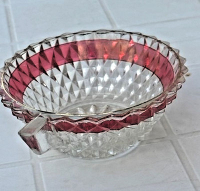 3 Dessertschalen Vintage Indiana Glass Ruby Red Diamond Point Collectio,12 x 5cm