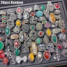 20Pcs Random Wedding Jewelry Cubic Zircon Rings Mixed Lots Lady's Fashion Ring