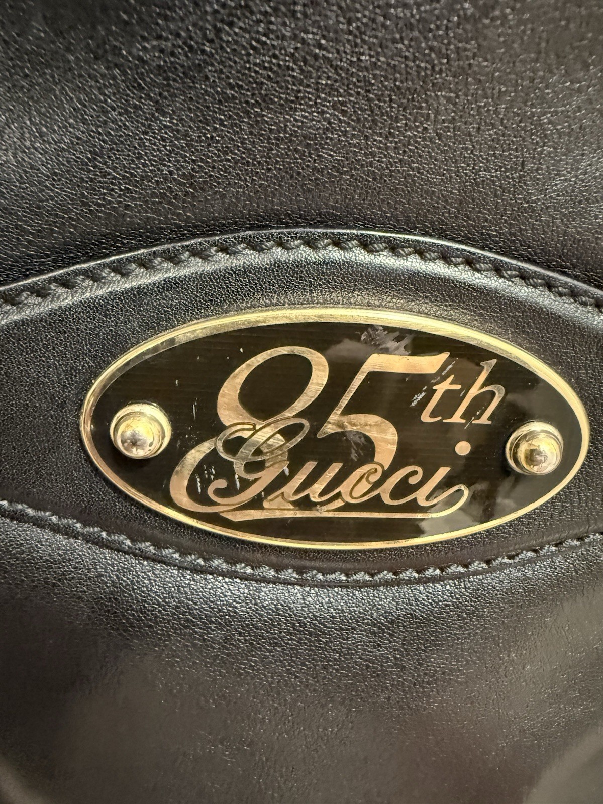 GUCCI Vintage BLACK LEATHER 85TH ANNIVERSARY Shoulder Bag thumbnail 3