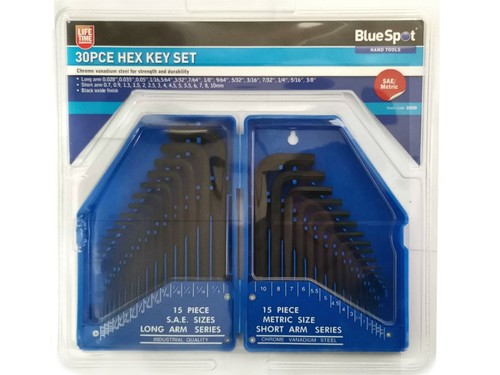 BlueSpot 30pc Metric & Imperial Hex Allen Key Long Set Kit Allan Alan Alen - Picture 3 of 3
