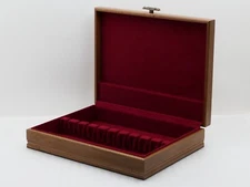 Wooden Wood Silverware Flatware STORAGE BOX Chest - Holds 12 Settings