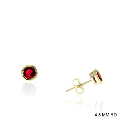 1.00 TCW Natural Round Cut Red Ruby 14K Yellow Gold Studs   July Birthstone