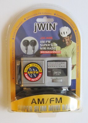 Jwin Am/Fm Super Slim Mini Radio Mit Integrierte Lautsprecher + Ohrhörer Neu Ovp