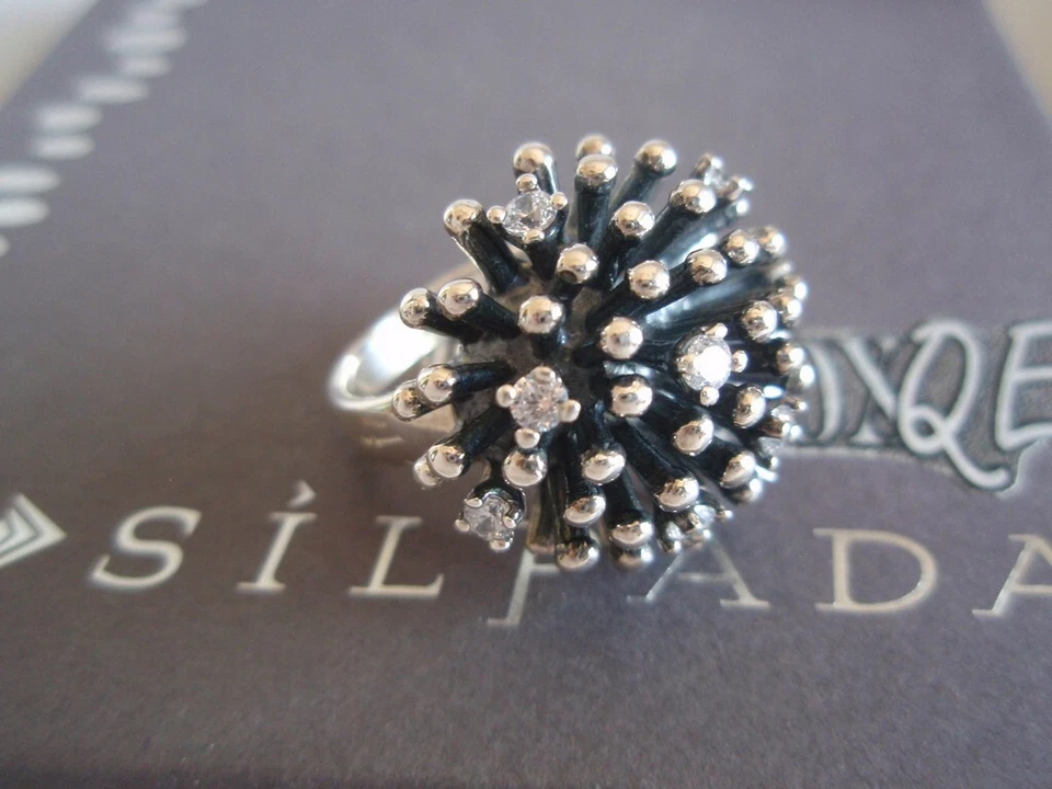 SILPADA RARE Retired BRUTALIST Sterling Silver 925 Starburst CZ Ring Sz 6+ R2762 - Image 2 of 4
