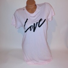 Victoria Secret Sleepwear Shirt Angel Sleep Tee XS Light Pink Black Love New