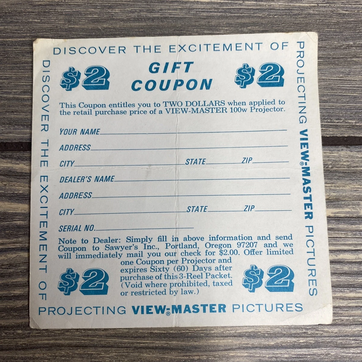 Vintage View Master Mail Order Gift Coupon Card