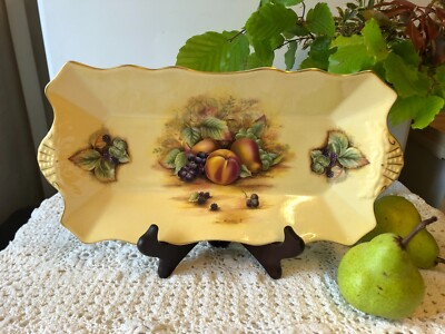Aynsley Rare Vintage 'Orchard Gold' Tray Plate Golden Fruits Fluted & Gold Edged