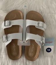 Girls Cat & Jack White Buckle Slip On Sandals Size 13 New With Tags