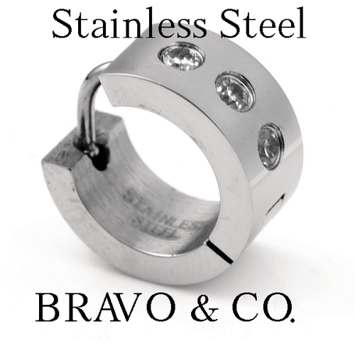 Real 316 L Surgical Stainless Steel Surfers Unisex Sleepers Hoop earrings H-033 - Bild 3 von 4