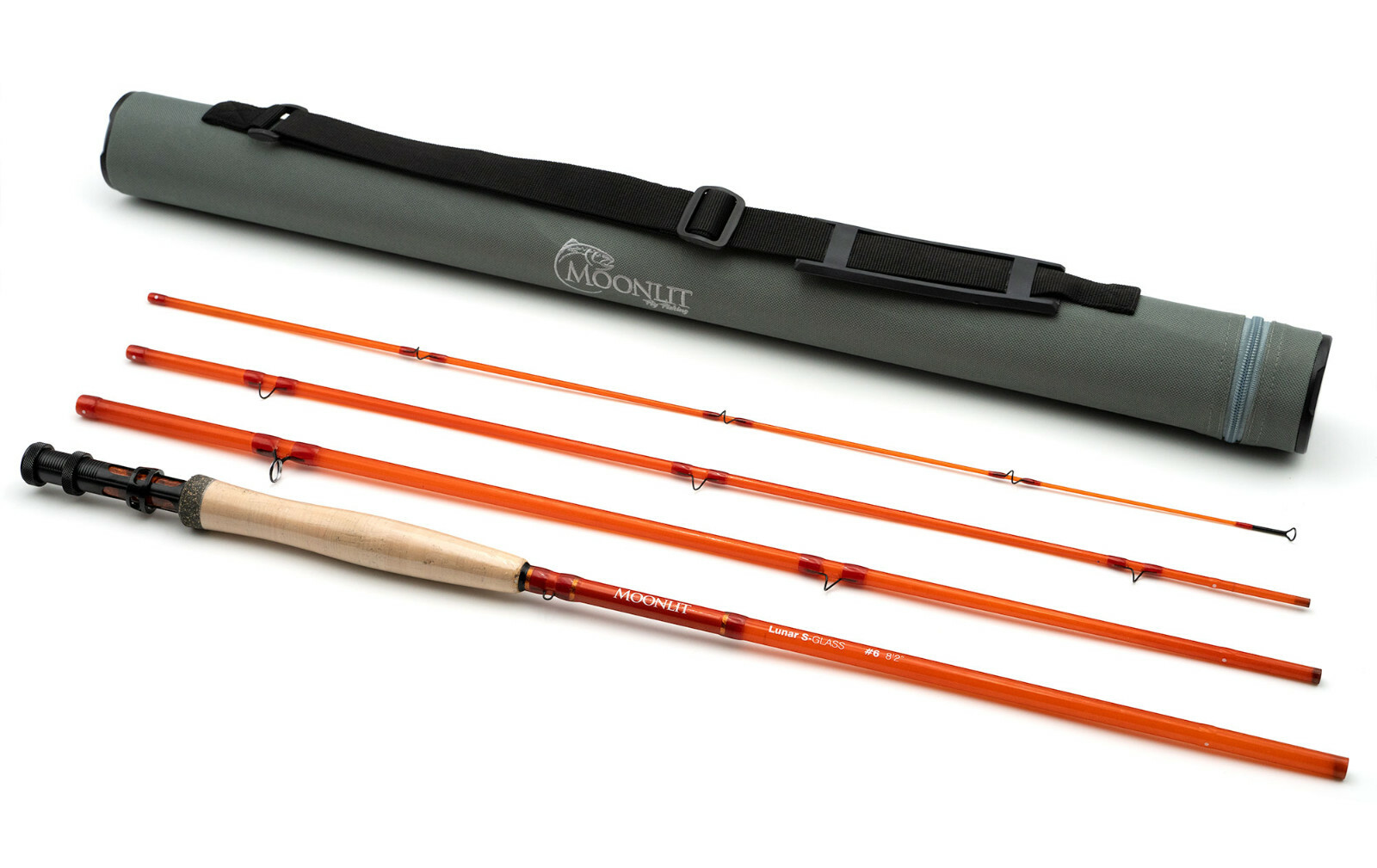 6wt Moonlit Lunar SGLASS Fiberglass Fly Fishing Rod 8' 2", 4 piece