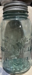 Atlas Strong Shoulder Vintage blue Mason Jar With Zinc Lid