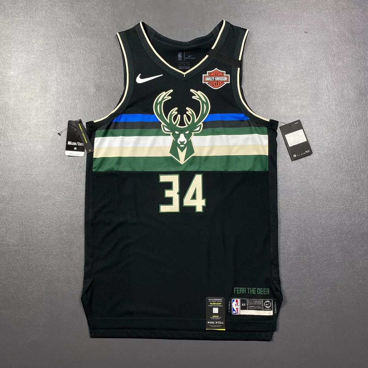 100 Authentic Giannis Antetokounmpo Nike Bucks Statement Edition Jersey 44 M