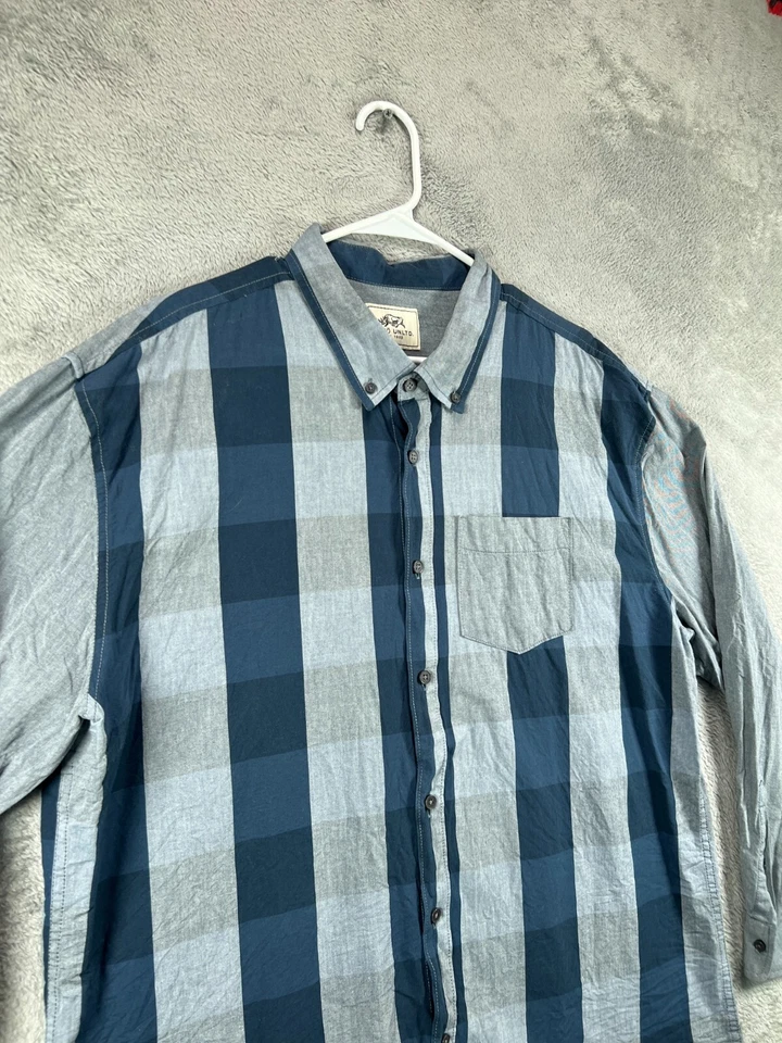 Mens Shirts 2XL XXL Button Up Marc Ecko Unltd Blue Stripe Long Sleeve Originator - Image 2 of 4