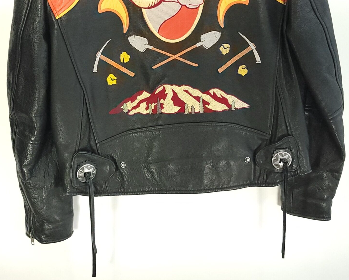 Vtg Avirex Motorcyle Jacket Men's M Black Orange Colorado Vtg Avirex Motorcyle Jacket Men's M Black Orange Colorado