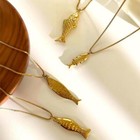 <!--F#f_0-->New Design Stainless Steel Gold Plated Fish Pendant Clavicle Necklace For Wo _SE<!--F/-->