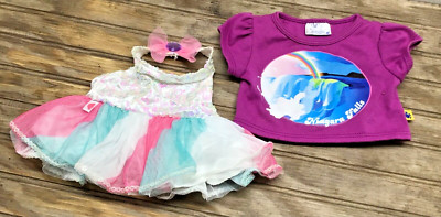 Build a Bear Lot of 2 TUTU Colorful White Sequined Dress & Niagara Falls Top