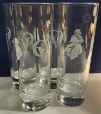 Courvoisier CV Etched Napoleon Cognac Glass Set Of 4 Made in France Barware