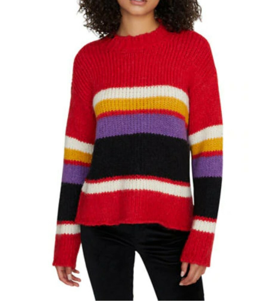 Sanctuary NWT S Over the Rainbow Red Purple Black Wool Alpaca Sweater $99  SW2