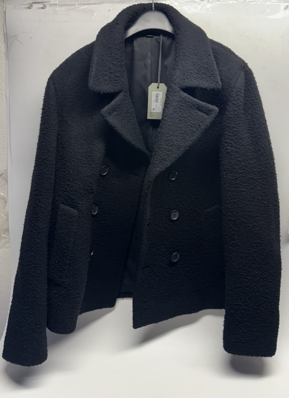 NEW WITH TAG Allsaints Eds Wool-Blend Peacoat Men's Black 44 Retail $589