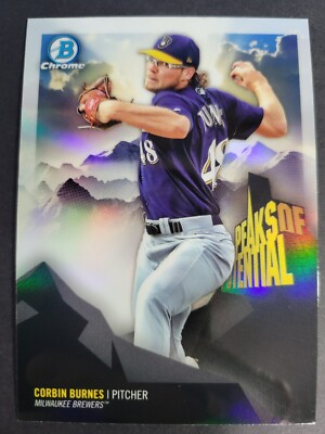 Corbin Burnes 2018 Bowman Chrome Peaks of Potential Refractors #PP-CB Rookie