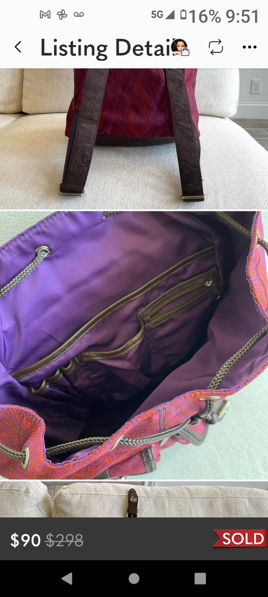 Robert Graham Stellen Rucksack Silk & Leather Backpack  display picture 3