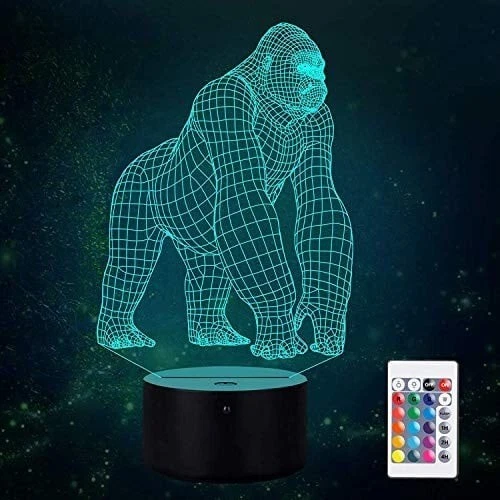 Gorilla 3D Night Light Ape LED Illusion Hologram Lamp Ideal Xmas Gift