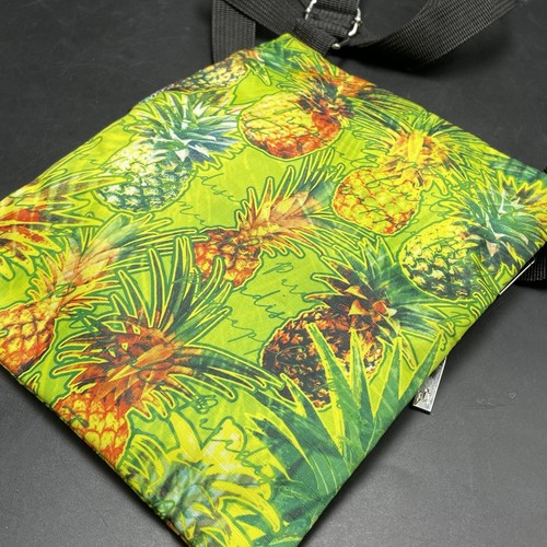 Eco Islands Hawaiian Cross Body Purse Pineapple Tropical 2 Zip Pockets Adjusts - Picture 8 of 9