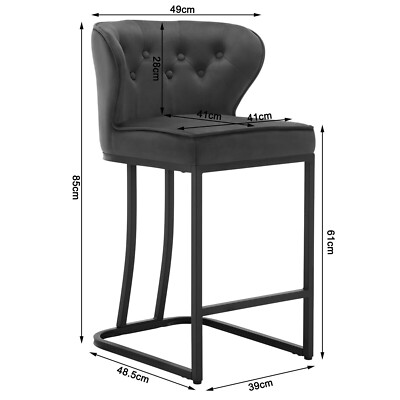 Barhocker Barstuhl Bistrohocker Polsterhocker Samt Dunkelgrau hb383dgr-1