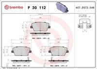 Bremsbelagsatz Scheibenbremse Prime Brembo P 30 112 FüR Hyundai PDE Fastback PD