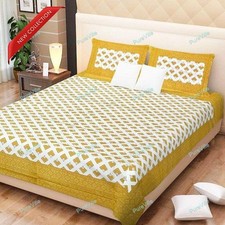 Jaipuri Printed Wrinkle Free Cotton Double Bed Sheet With 2 Pillow Cover