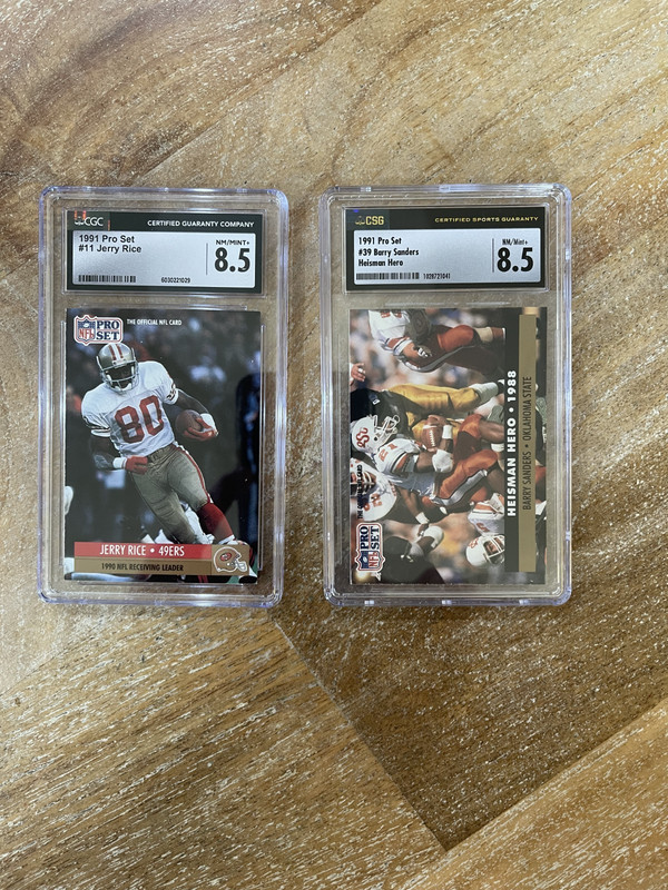 1991 Pro Set CSG 8.5 lot of 2 Hall of Famers: Jerry Rice + Barry Sanders. MVP