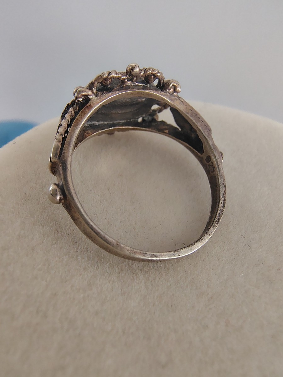 Vintage Charles Winston CW 925 Sterling Silver Statement Ring Size 8 Signed CW View 5