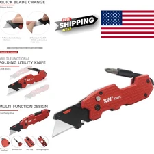 Folding Utility Knife with Screwdriver Heavy Duty Zinc Alloy Multi Functional