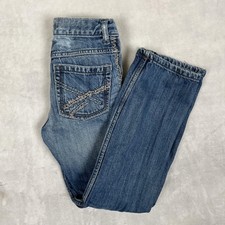 Wrangler 20X Straight Jeans Girls 12 Blue Adjustable Waist Embroidered Denim