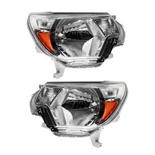 Headlights Headlamps Chrome Housing Leftright Pair For 2012-2015 Toyota Tacoma