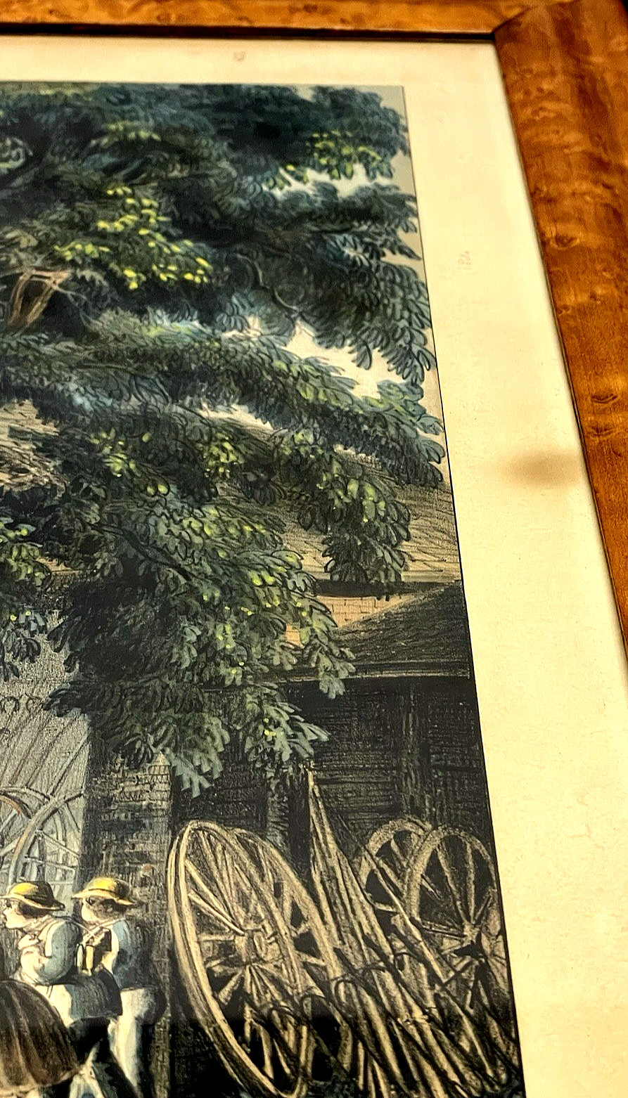 Vintage Currier & Ives Framed Lithograph - The Village Blacksmith Copyright 1864