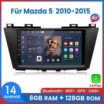 6+128GB 8-Kern Autoradio Carplay Android14 GPS NAVI BT DAB Für Mazda 5 2010-2015