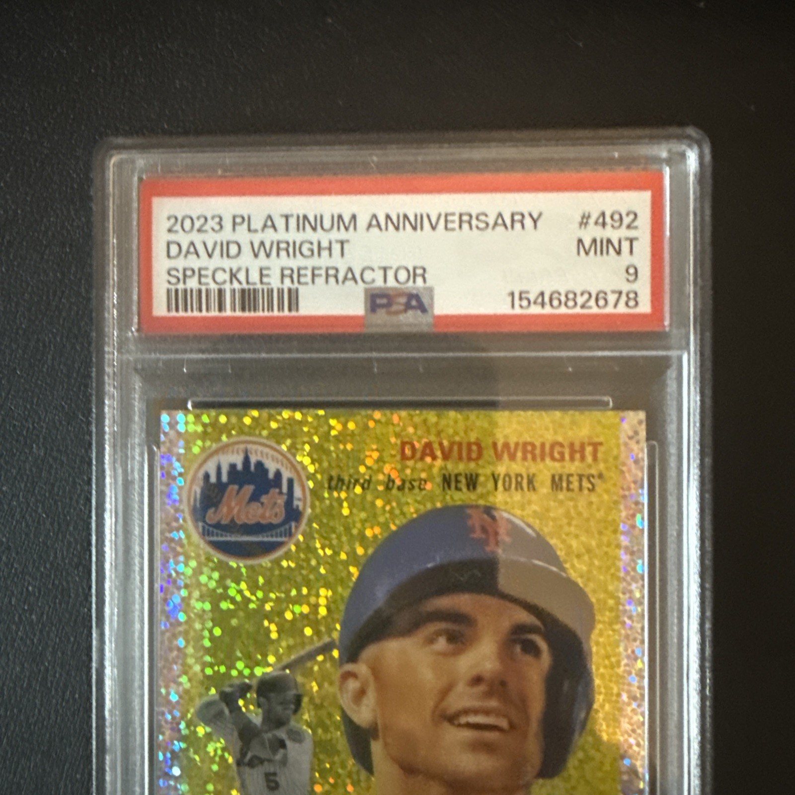 2023 Topps Platinum Anniversary David Wright #492 Speckle Refractor /150 PSA 9 view 4