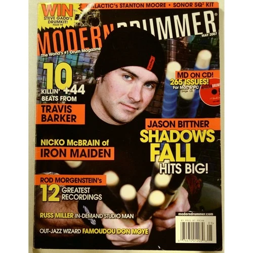 Modern Drummer Magazine May 2007 Jason Bittner Shadows Fall Hits Big