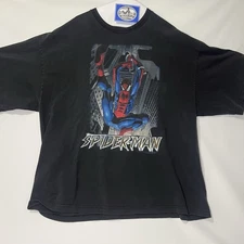 Vintage Y2K 2002 Spider-Man T Shirt Mens XL Black Marvel Mad Engine