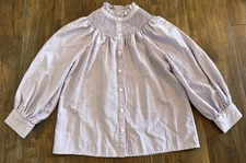 Pomander Place Tuckernuck Emory Smocked Blouse Ruffle Neck Lavender Trendy Small