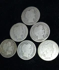 6 Barber Dimes, 1897, 1899, 1902, 1907D(2), 1914-90% SILVER-AG to VG #0279EPC