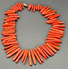 Nr.686 Schwere Korallenkette Stabkoralle Koralle Vintage Schmuck Halskette Kette