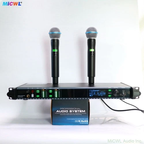 AD4 2 Beta58 Wireless Mic System Dual Channel for Stage DJ Karaoke Handheld Mics - Picture 2 of 6
