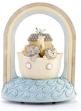 Noah's Ark Blue Yellow 6 x 5 x 3.5 Musical Figurine Plays Over The Rainbow