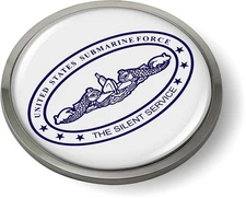 BestLicensePlateFrames - US Submarine Force The Silent Service 3D Domed Emblem 