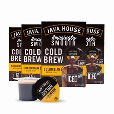 JAVA HOUSE Medium Roast Colombian Cold Brew Pods (36 Count) Peel Pour Pods Hot o