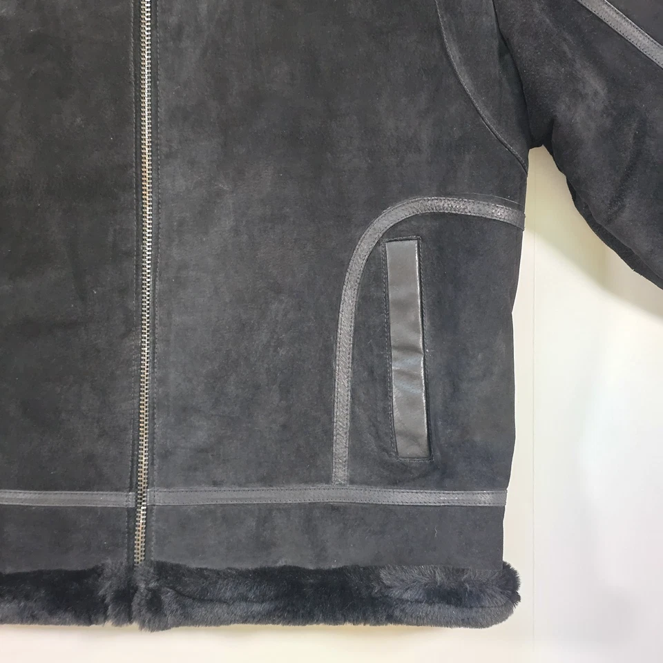 ABRIGO DE CUERO GAMUZA PHAT FARM FORRADO DE PIEL SINTÉTICA XL CAPUCHA CON CREMALLERA PESADO DE COLECCIÓN AÑOS 90 Y2K Foto 4 de 4